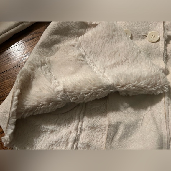 Gymboree girl mountain cabin Ivory Faux Suede Shearling Coat jacket - Picture 4 of 6